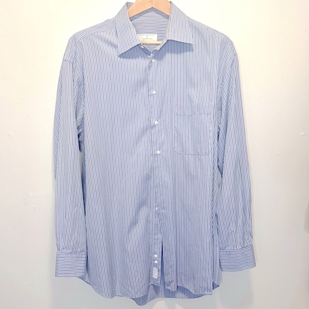 Authentic Luxury Ermengildo Zegna Striped Button Cotton Shirt Large 44 /17.5”